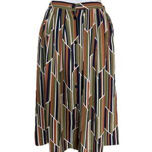 Vintage Button Front A Line Skirt Geo Print Knee Length Size Medium